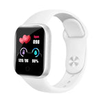 Y68 Smartwatch (1,44 Zoll), unterstützt Herzfrequenz-, Blutdruck- und Blutsauerstoffmessung, erhältlich in Schwarz, Pink und Weiß.