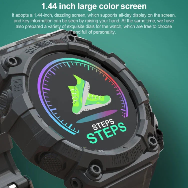 FD68S Sport-Smartwatch mit 1,44 Zoll Farb-Rundbildschirm, unterstützt Herzfrequenzmessung und Multisport-Modus.