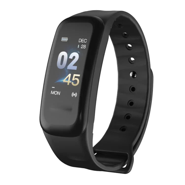 TLW B1 Plus Fitness-Tracker mit 0,96-Zoll-Farbdisplay, Bluetooth 4.0, wasserdicht (IP67), unterstützt Sportmodus, Herzfrequenzmessung, Schlafüberwachung und Benachrichtigungen. Erhältlich in Schwarz, Blau und Rot.