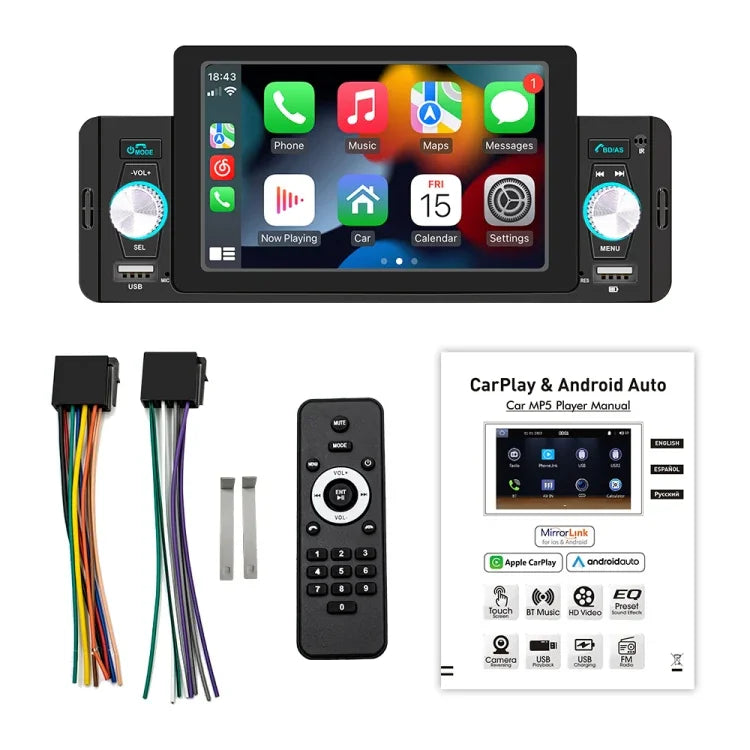 M160W 5 Zoll Kabelloser Auto MP5 Player Unterstützt Telefon Spiegelverbindung / Lenkradsteuerung, M160W