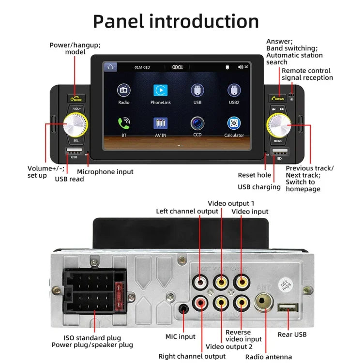 M160W 5 Zoll Kabelloser Auto MP5 Player Unterstützt Telefon Spiegelverbindung / Lenkradsteuerung, M160W