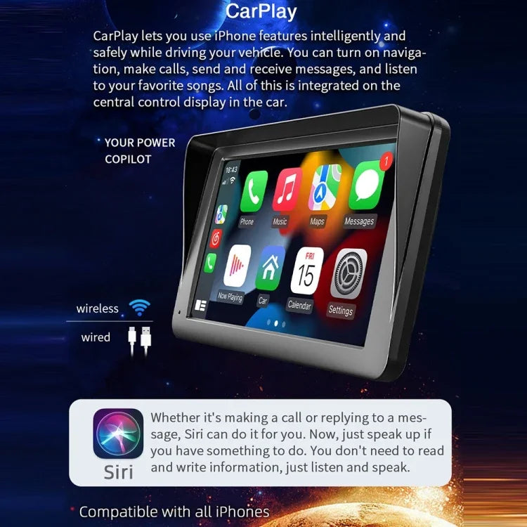 B5300 7 Zoll kabelloser CarPlay Auto Bluetooth MP5 Player, unterstützt Mobiltelefon-Verbindung mit Fernbedienung, B5300 mit Fernbedienung