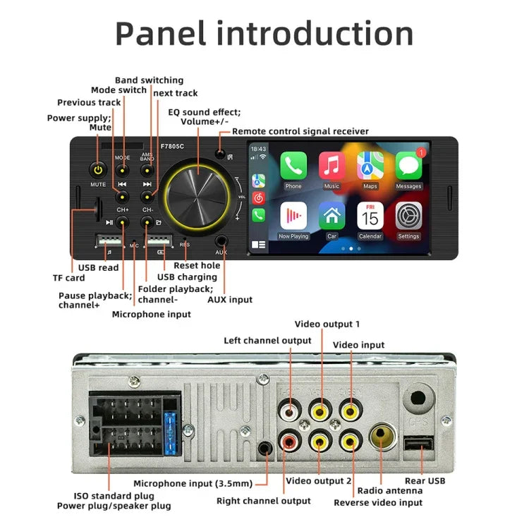 4 Zoll 800x480P Autoradio MP5 Player, unterstützt FM & Bluetooth & SD Karte mit Fernbedienung, F7805C