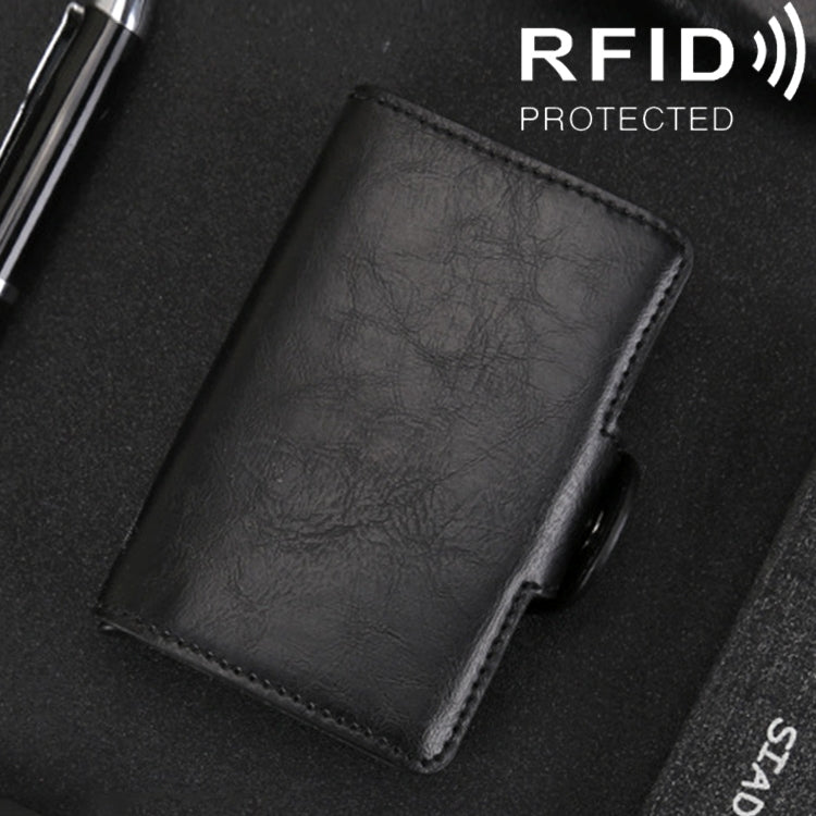 X-7 Antimagnetische RFID Multifunktionale Aluminium Crazy Horse Textur Leder Kartenbörse Geldbörse