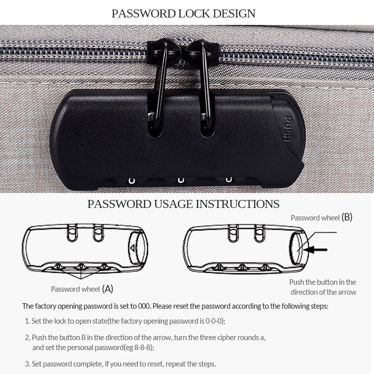 ZJ02 Wasserdichte Polyester Mehrschicht-Dokumententasche Laptoptasche für alle Laptopgrößen, mit Passwortschloss