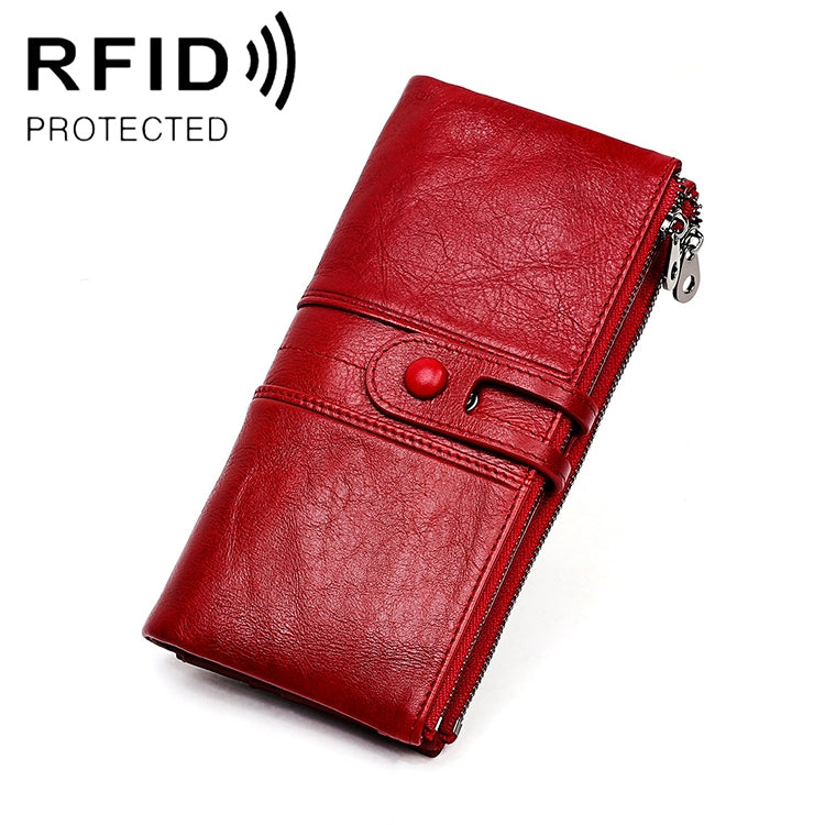3520 Lange Geldbörse für Damen aus Rindsleder, faltbar, antimagnetisch, RFID-Schutz, mit Kartenfächern, 3520 Schwarz, 3520 Kaffee, 3520 Blau, 3520 Rot, 3520 Gelbbraun