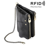 LT3533 Long Crazy Horse Texture Cowhide Leather Folding Anti-magnetic RFID Wallet Clutch Bag for Men, with Card Slots & Shoulder Strap, LT3533 Black, LT3533 Coffee, LT3533 Blue, LT3533 Red, LT3533 Yellowish-brown