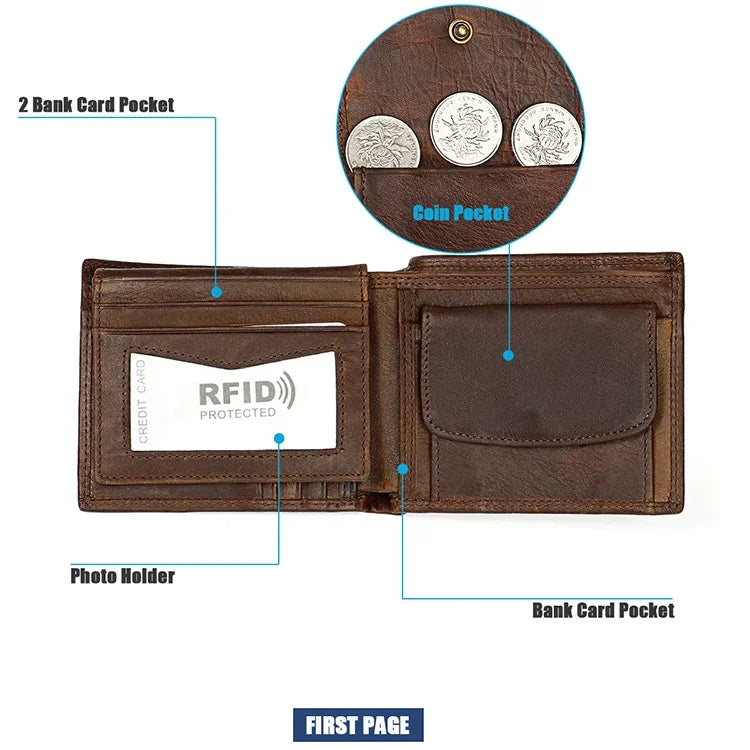 8020 Horizontale Retro Crazy Horse Textur Leder Anti-Magnet RFID Geldbörse Clutch Bag für Herren, mit Kartenfächern, 8020 Schwarz, 8020 Kaffee, 8020 Gelbbraun