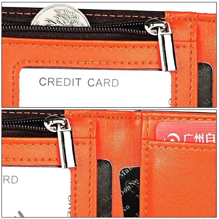 9606 Geldbörse aus Rindsleder, anti-magnetisch, RFID, mehrere Kartenfächer für Herren, mit Reißverschlusstasche, 9606 Schwarz, 9606 Kaffee
