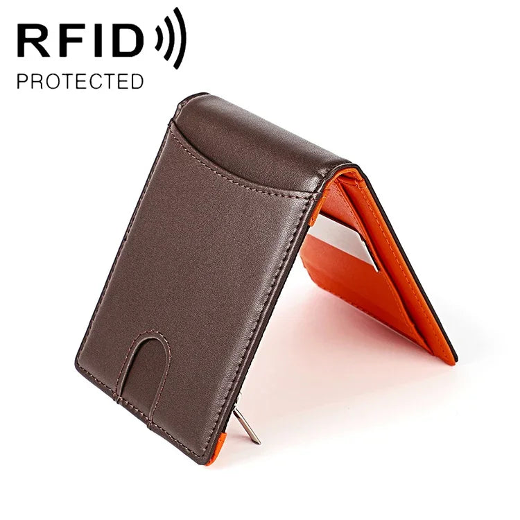 9606 Geldbörse aus Rindsleder, anti-magnetisch, RFID, mehrere Kartenfächer für Herren, mit Reißverschlusstasche, 9606 Schwarz, 9606 Kaffee