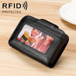 KB188 Horizontales Portemonnaie aus Rindsleder in Orgelform mit mehreren Kartenfächern und Anti-RFID für Damen, mit transparentem Fenster, KB188 Lila, KB188 Rosenrot, KB188 Saphirblau, KB188 Schwarz, KB188 Kaffee