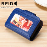 KB188 Horizontales Portemonnaie aus Rindsleder in Orgelform mit mehreren Kartenfächern und Anti-RFID für Damen, mit transparentem Fenster, KB188 Lila, KB188 Rosenrot, KB188 Saphirblau, KB188 Schwarz, KB188 Kaffee