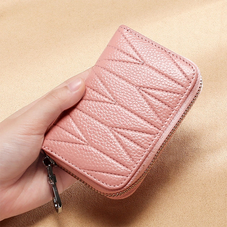 KB191 Zipper Cowhide Leather Organ Shape Multiple Card Slots Anti-magnetic RFID Wallet Clutch Bag for Ladies, KB191 Aqua Blue, KB191 Black, KB191 Dark Blue, KB191 Pink, KB191 Light Purple, KB191 Wine Red, KB191 Brown