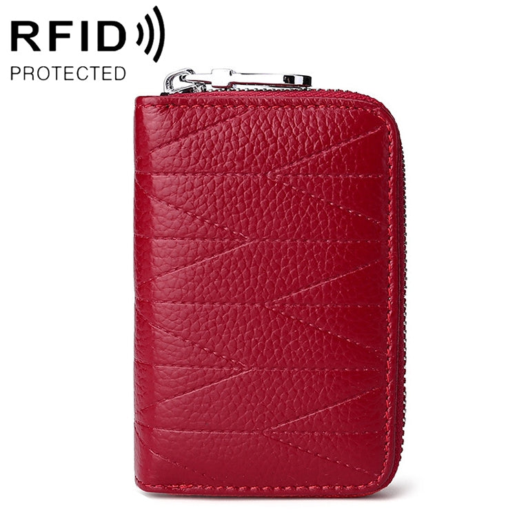 KB191 Zipper Cowhide Leather Organ Shape Multiple Card Slots Anti-magnetic RFID Wallet Clutch Bag for Ladies, KB191 Aqua Blue, KB191 Black, KB191 Dark Blue, KB191 Pink, KB191 Light Purple, KB191 Wine Red, KB191 Brown
