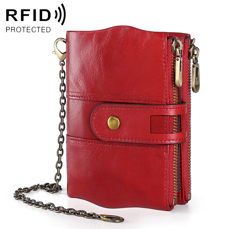 LT3539 Cowhide Leather Zipper Buckle Anti-magnetic RFID Wallet Clutch Bag for Men, with Card Slots & Shoulder Strap, LT3539 Yellowish-brown, LT3539 Shoulder Strap Blue, LT3539 Strap Red