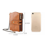 LT3539 Cowhide Leather Zipper Buckle Anti-magnetic RFID Wallet Clutch Bag for Men, with Card Slots & Shoulder Strap, LT3539 Yellowish-brown, LT3539 Shoulder Strap Blue, LT3539 Strap Red