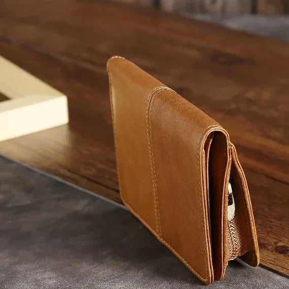 TP-195 Oilskin Leather Multi-functional Change Purse RFID Leather Wallet