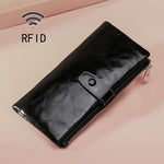 TP-189 Oilskin-Leder Multifunktionales Reißverschluss-RFID-Lederportemonnaie