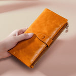 TP-189 Oilskin-Leder Multifunktionales Reißverschluss-RFID-Lederportemonnaie