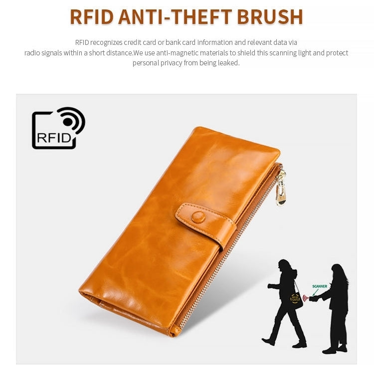 TP-189 Oilskin-Leder Multifunktionales Reißverschluss-RFID-Lederportemonnaie