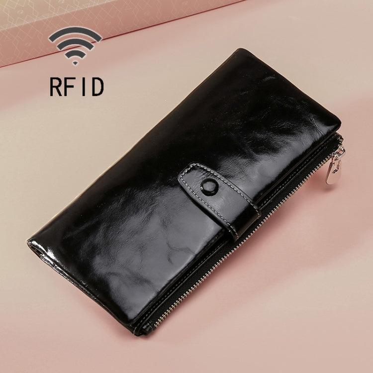 TP-189 Oilskin-Leder Multifunktionales Reißverschluss-RFID-Lederportemonnaie