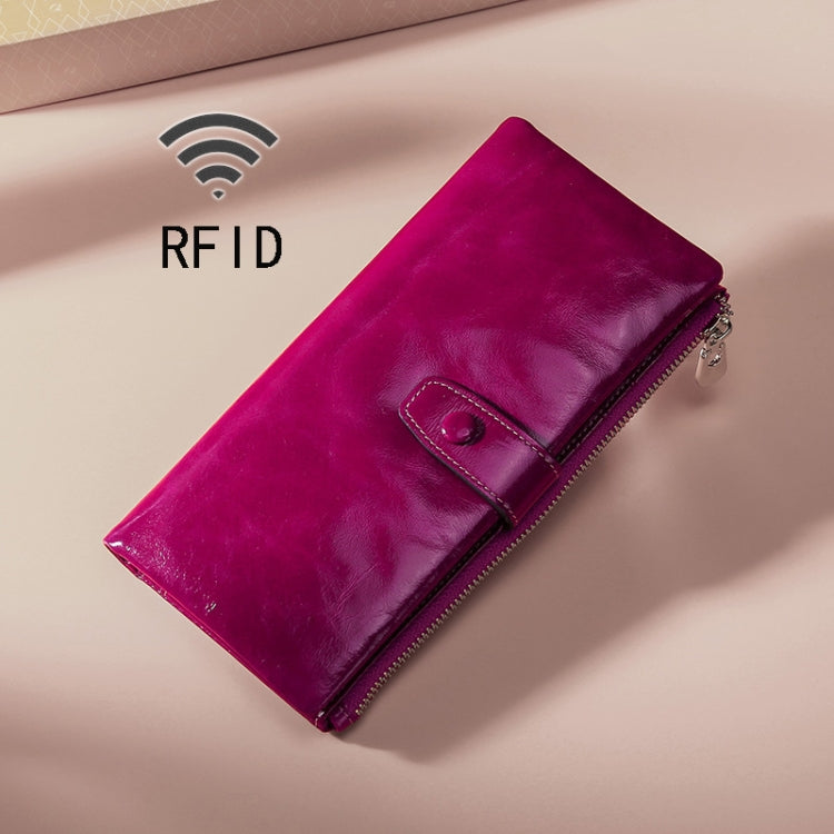 TP-189 Oilskin-Leder Multifunktionales Reißverschluss-RFID-Lederportemonnaie