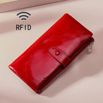 TP-189 Oilskin-Leder Multifunktionales Reißverschluss-RFID-Lederportemonnaie