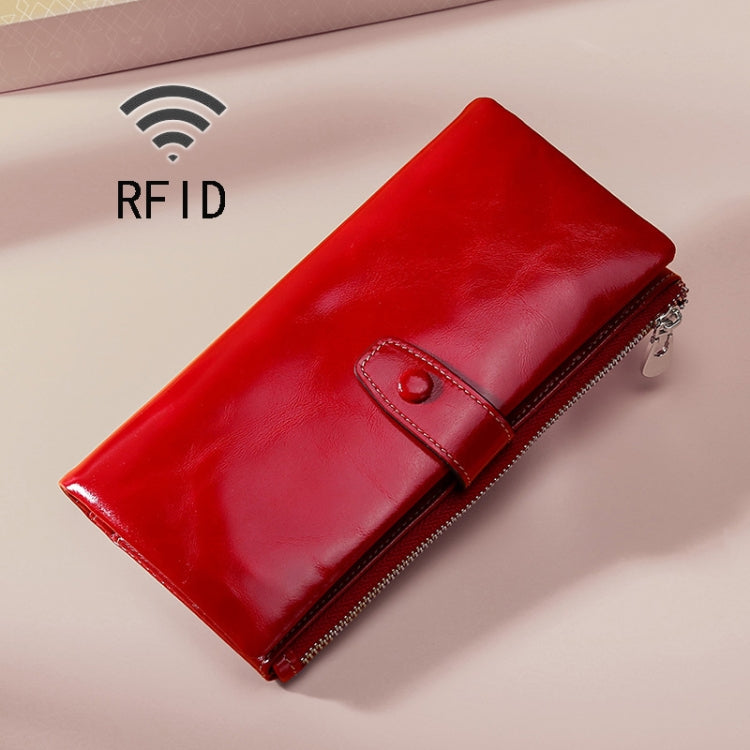 TP-189 Oilskin-Leder Multifunktionales Reißverschluss-RFID-Lederportemonnaie