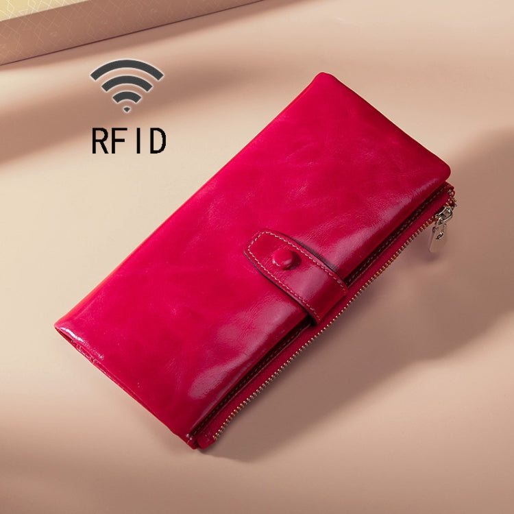 TP-189 Oilskin-Leder Multifunktionales Reißverschluss-RFID-Lederportemonnaie