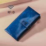 TP-189 Oilskin-Leder Multifunktionales Reißverschluss-RFID-Lederportemonnaie