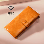 TP-189 Oilskin-Leder Multifunktionales Reißverschluss-RFID-Lederportemonnaie