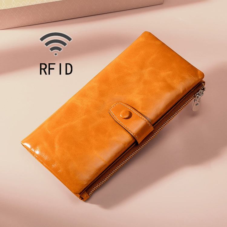 TP-189 Oilskin-Leder Multifunktionales Reißverschluss-RFID-Lederportemonnaie
