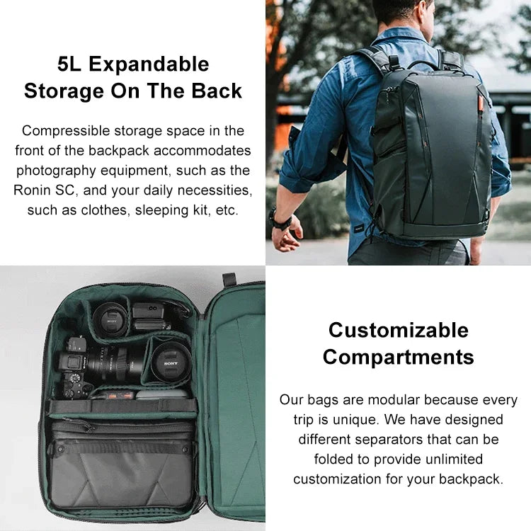PGYTECH P-CB-020 2-in-1 Wasserdichter, stoßfester Outdoor-Rucksack mit zwei Schultergurten + Umhängetasche, P-CB-020