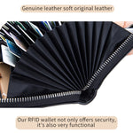 Zweilagiger Rindsleder-Organizer Kartenhalter Multi-Karten RFID Anti-Diebstahl Geldbörse