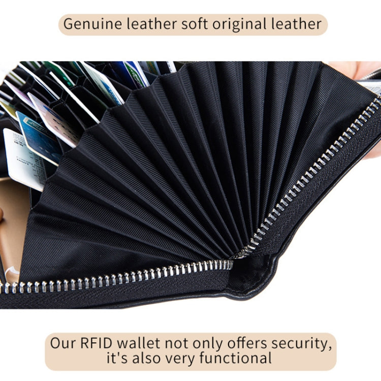 Zweilagiger Rindsleder-Organizer Kartenhalter Multi-Karten RFID Anti-Diebstahl Geldbörse