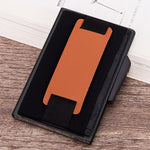 X-32C Automatisch aufklappbare Karte Typ Antimagnetisch RFID Diebstahlsicher Herren Aluminiumlegierung B-Wahl Knopf Elastische Tasche Geldbörse mit PU-Lederband, X-32C B-Wahl Knopf Grau, X-32C B-Wahl Knopf Blau, X-32C B-Wahl Knopf Schwarz