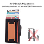 X-32C Automatisch aufklappbare Karte Typ Antimagnetisch RFID Diebstahlsicher Herren Aluminiumlegierung B-Wahl Knopf Elastische Tasche Geldbörse mit PU-Lederband, X-32C B-Wahl Knopf Grau, X-32C B-Wahl Knopf Blau, X-32C B-Wahl Knopf Schwarz