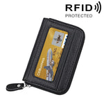 Echtes Rindsleder einfarbig Reißverschluss Horizontaler Kartenhalter Geldbörse RFID-blockierendes Kartenetui Schutzhülle mit 12 Kartenfächern, Größe: 11.5*7.5cm