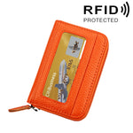 Echtes Rindsleder einfarbig Reißverschluss Horizontaler Kartenhalter Geldbörse RFID-blockierendes Kartenetui Schutzhülle mit 12 Kartenfächern, Größe: 11.5*7.5cm