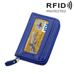 Echtes Rindsleder einfarbig Reißverschluss Horizontaler Kartenhalter Geldbörse RFID-blockierendes Kartenetui Schutzhülle mit 12 Kartenfächern, Größe: 11.5*7.5cm