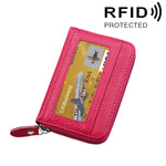 Echtes Rindsleder einfarbig Reißverschluss Horizontaler Kartenhalter Geldbörse RFID-blockierendes Kartenetui Schutzhülle mit 12 Kartenfächern, Größe: 11.5*7.5cm