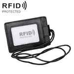 KB153 Antimagnetisches RFID-Lederkartenetui Ausweishalter mit Schlüsselband