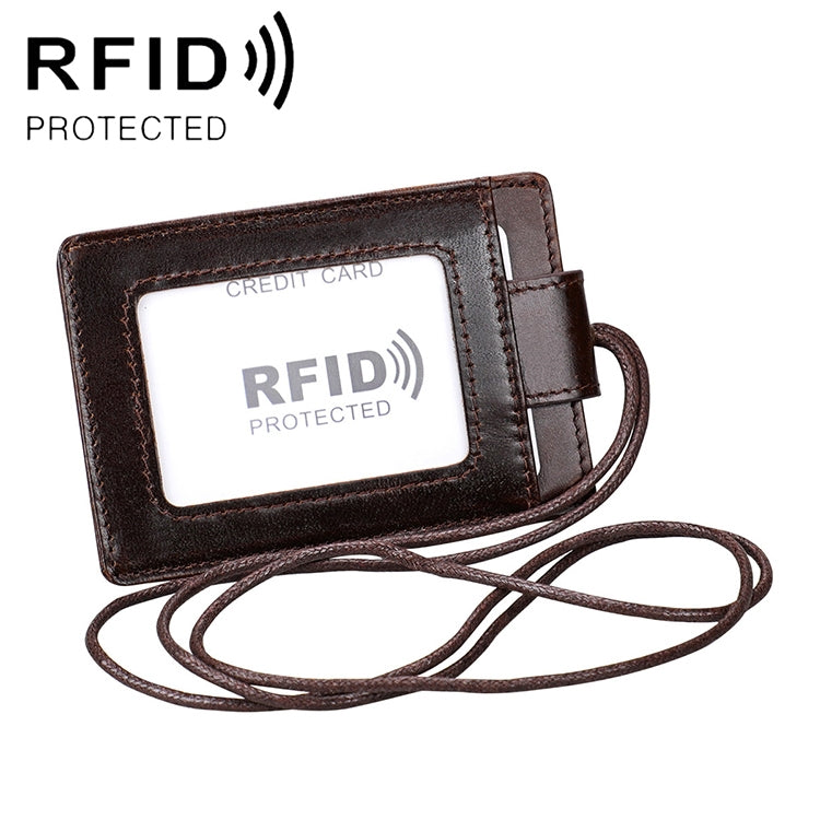KB153 Antimagnetisches RFID-Lederkartenetui Ausweishalter mit Schlüsselband