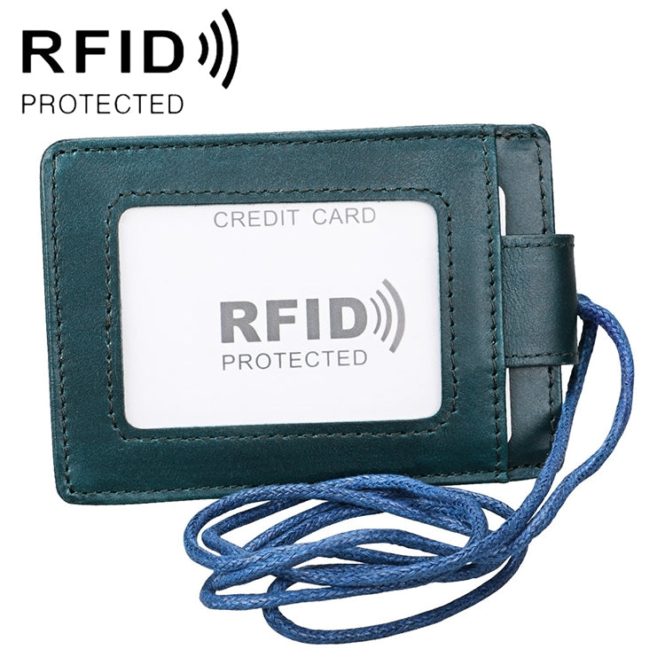 KB153 Antimagnetisches RFID-Lederkartenetui Ausweishalter mit Schlüsselband