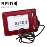 KB153 Antimagnetisches RFID-Lederkartenetui Ausweishalter mit Schlüsselband