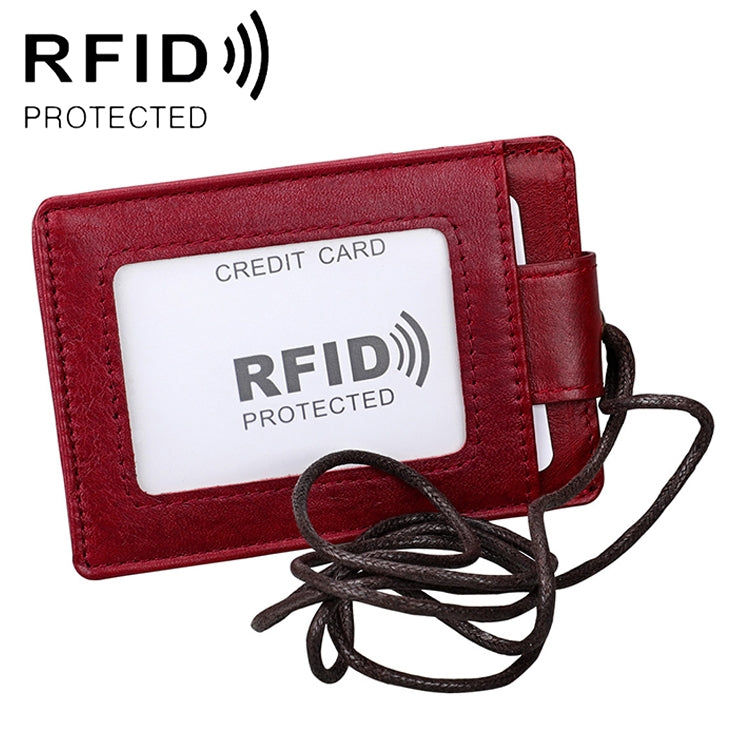 KB153 Antimagnetisches RFID-Lederkartenetui Ausweishalter mit Schlüsselband