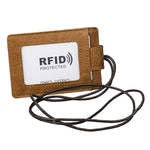KB153 Antimagnetisches RFID-Lederkartenetui Ausweishalter mit Schlüsselband