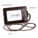 KB153 Antimagnetisches RFID-Lederkartenetui Ausweishalter mit Schlüsselband