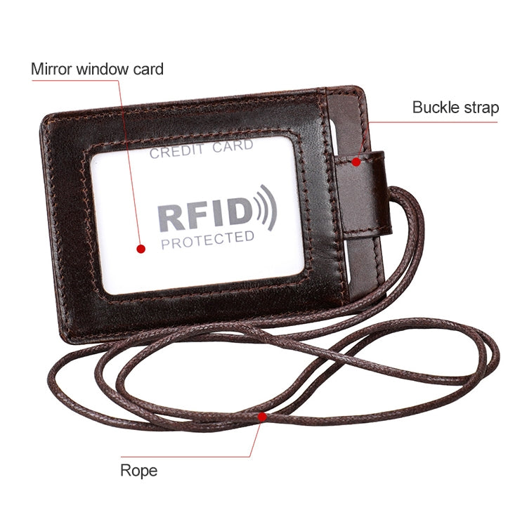 KB153 Antimagnetisches RFID-Lederkartenetui Ausweishalter mit Schlüsselband