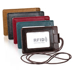 KB153 Antimagnetisches RFID-Lederkartenetui Ausweishalter mit Schlüsselband